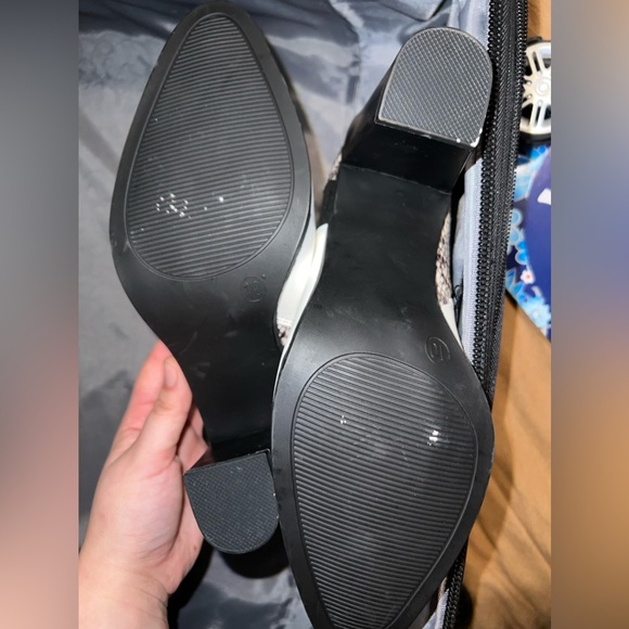 Black and White Faux Snakeskin Ankle Boots with Heel - Picture 5 of 5